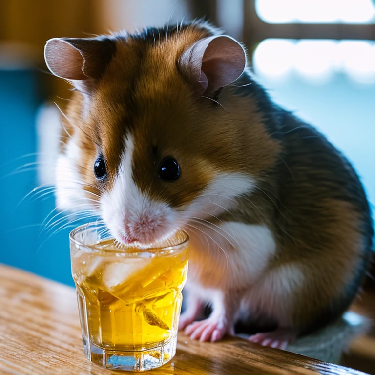 Hamster drinking water