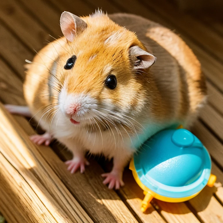 Hamster sunbathing