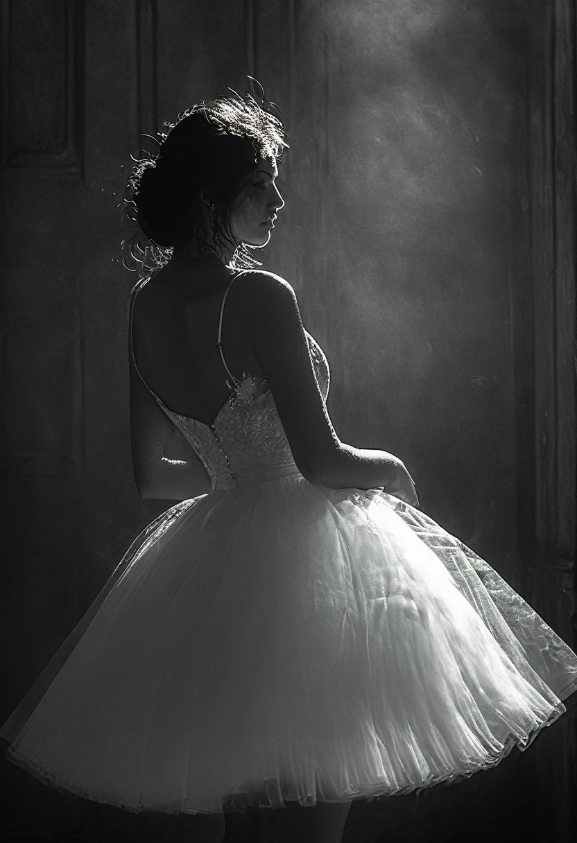 ((((Erotisch)))), (((innocent French woman, 26 Jahre alt))), (Best quality,4k,8k,highres,Meisterwerk:1.2),Ultra-detailliert,((sweet mischievous flirtatious)) Empire-Mikrokleid, European model, nicely printed, bilden, Lippenstift, ((kurze Haare)), BRECHEN, puff, kalt, tulle, petticoat, Realism, backlighting, vignetting, blending, fading border, first-person view, wide shot, bokeh, Eye-Level Shot, f/1.8, 35mm, Canon, UHD, masterpiece, best quality, highres, 8k, ambr1, bright light,
