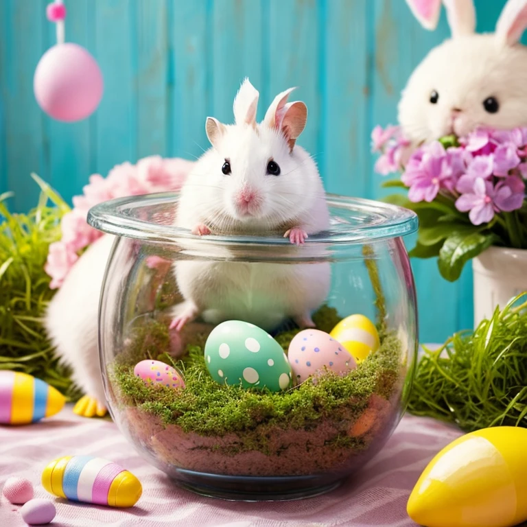 Hamster finding Easter eggs