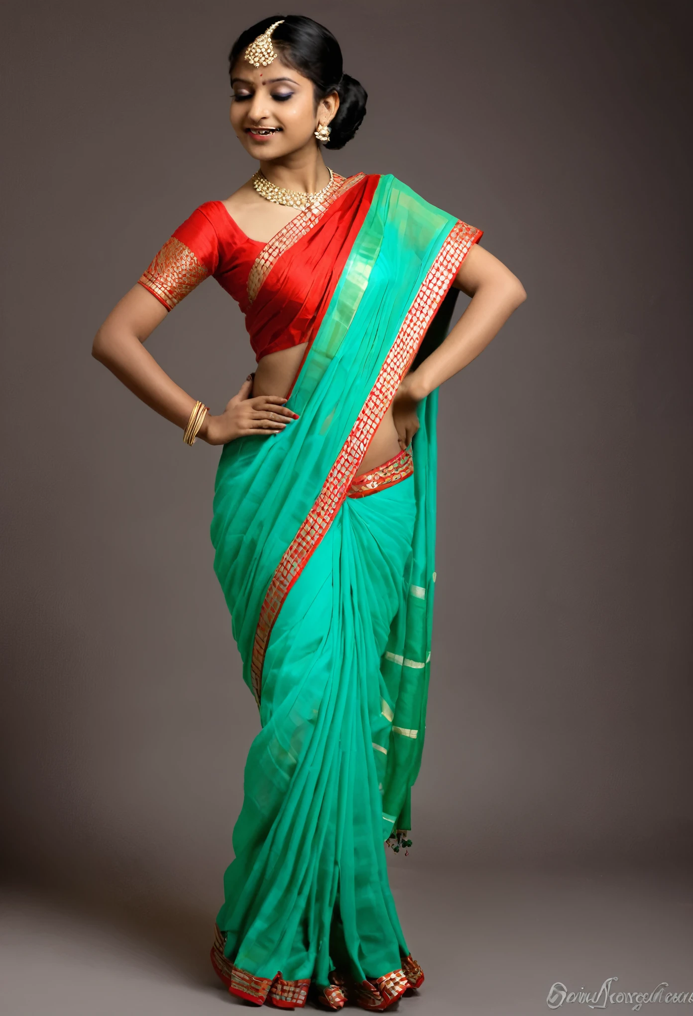 Nude Indian girl dancing in saree