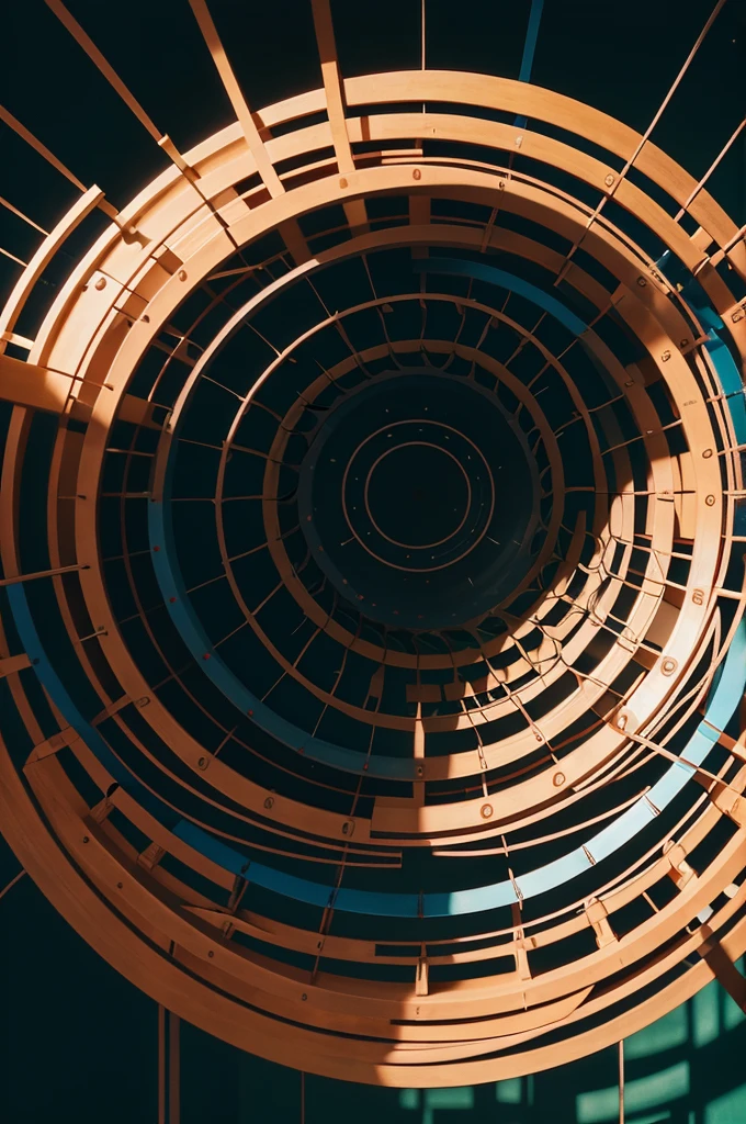 strikingly quirky avant-garde minimalist composition with spirograph style capturing the mood and colors described