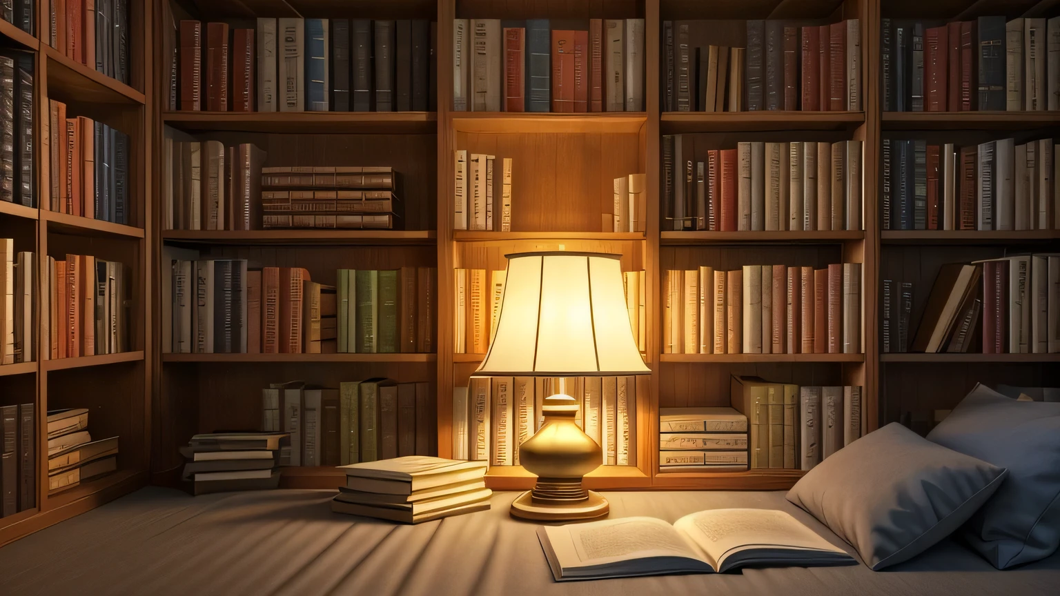 Study Room, night, piano, Bookshelf, Facing books, Calm atmosphere, Sleep, High resolution, high quality, 最high quality, High resolution, high quality, Attention to detail, masterpiece, anime style, anime