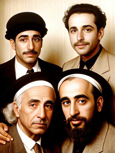 group of A jews Ashkenazi,  on the characters' faces.