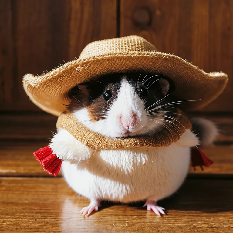 Hamster wearing a Santa Claus hat