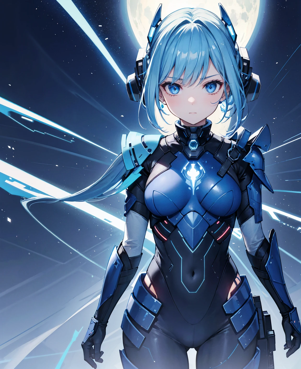 8k, highest quality, (real:1.4), Original photo, 1 girl, Asari Hair, Biological Amplifier, refined armor, posture: Peace talks between warring factions, smart blue eyes
