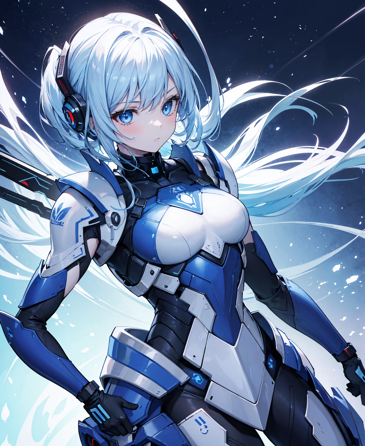 8k, highest quality, (real:1.4), Original photo, 1 girl, Asari Hair, Biological Amplifier, refined armor, posture: Peace talks between warring factions, smart blue eyes