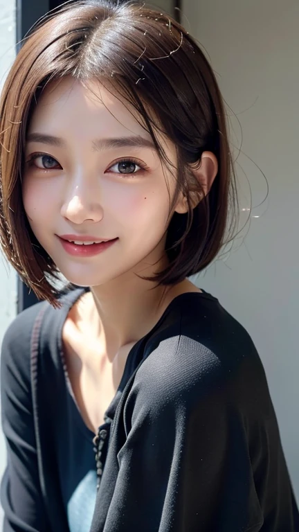 (((Close-up of face)))、(((Absolutely shoulder-length brown straight short bob)))、(((She is posing like a hair salon model, with a black wall indoors as the background.)))、(((Casual black winter long sleeves with shoulders covered)))、(Natural laughter:1.25)、Half Japanese, half Korean、18 year old girl、Standing Alone、Looking forward、Light eye makeup、Brown Hair Color、Flat and small chest、Hair blowing in the wind、Actress Quality、Glossy, ultra-realistic face、Smiling face、Watery eyes、Gazing Up、Subtle lighting effects、 Ultra-Realistic Capture、Very detailed、High resolution 16K close up of human skin。Skin texture must be natural、The details must be such that pores can be clearly seen、The skin is healthy、Uniform tone、Use natural light and colors、A worn-out, high-quality photo taken by a model agency's in-house photographer.、smile、(((SIGMA 300 mm F/1.4,1/1000 sec shutter,ISO 400)))
(((Close-up of face)))、(((Absolutely shoulder-length brown straight short bob)))、(((She is posing like a hair salon model, with a black wall indoors as the background.)))、(((Casual black winter long sleeves with shoulders covered)))、(Natural laughter:1.25)、Half Japanese, half Korean、18 year old girl、Standing Alone、Looking forward、Light eye makeup、Brown Hair Color、Flat and 、Hair blowing in the wind、Actress Quality、Glossy, ultra-realistic face、Smiling face、Watery eyes、Gazing Up、Subtle lighting effects、 Ultra-Realistic Capture、Very detailed、High resolution 16K close up of human skin。Skin texture must be natural、The details must be such that pores can be clearly seen、The skin is healthy、Uniform tone、Use natural light and colors、A worn-out, high-quality photo taken by a model agency's in-house photographer.、smile、(((SIGMA 300 mm F/1.4,1/1000 sec shutter,ISO 400)))