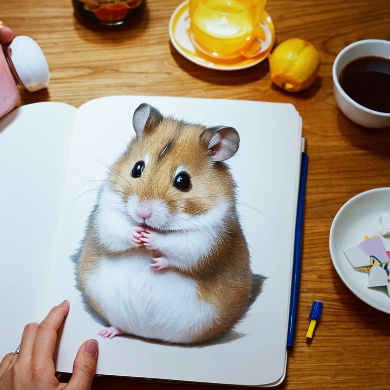 Hamster is drawing
