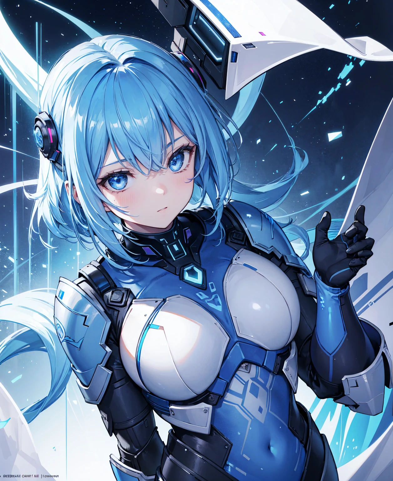 8k, highest quality, (real:1.4), Original photo, 1 girl, Asari Hair, Biological Amplifier, refined armor, posture: Peace talks between warring factions, smart blue eyes