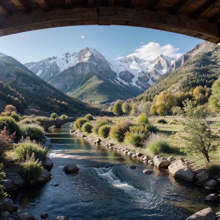 Small peaceful nation with mountain views and serene rivers