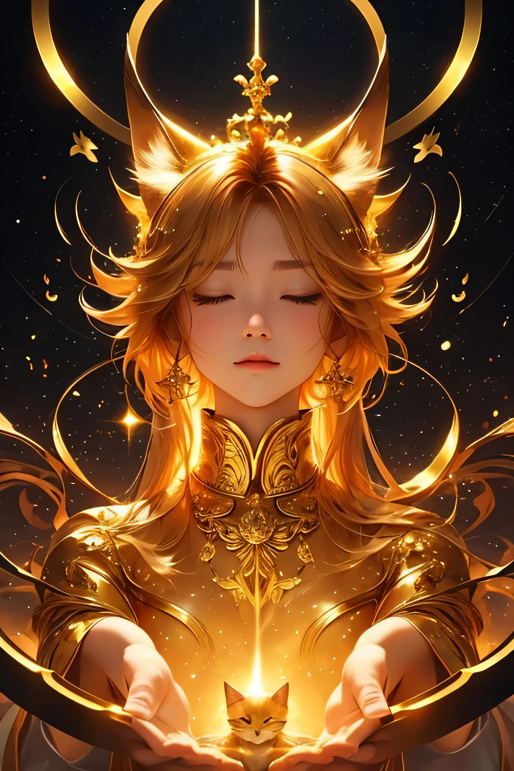 Golden Cat、Imagine an interesting scenario:,Heaven transcends ethereal lights and celestial melodies,Possessed Immortal