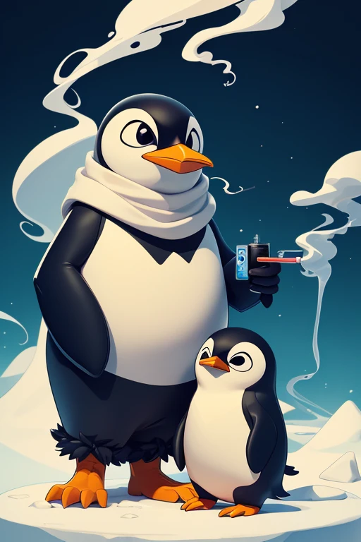 Fantastic penguin、Smoking an e-cigarette