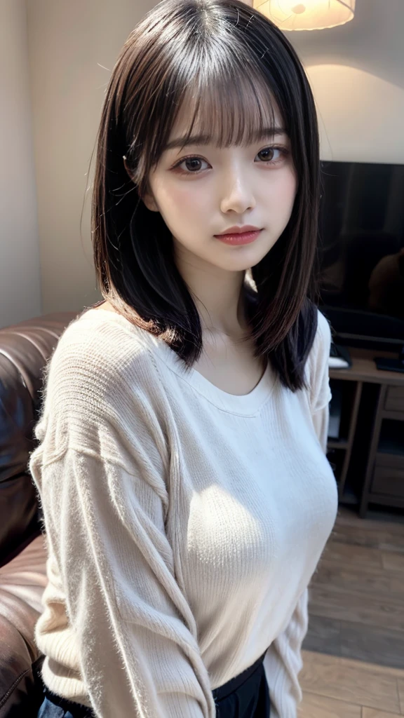 ((highest quality)), ((Photo quality)), (detailed), Perfect Face,11 years old,sofa,Thin