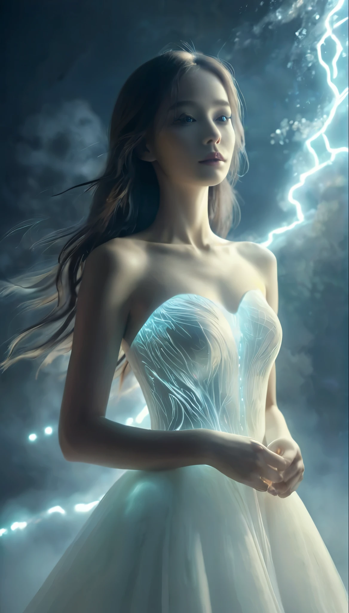 girl, Dressed in white, A dress that glows in the dark