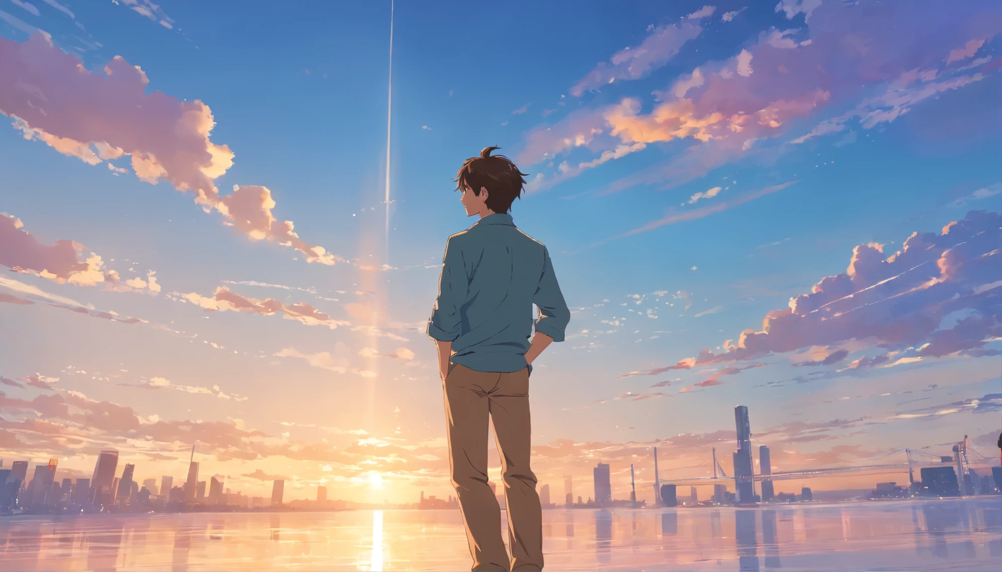 masterpiece、highest quality、Ultra-detailed、Man in his 30s、Fashionable clothes、Brown Hair、clear、altostratus
