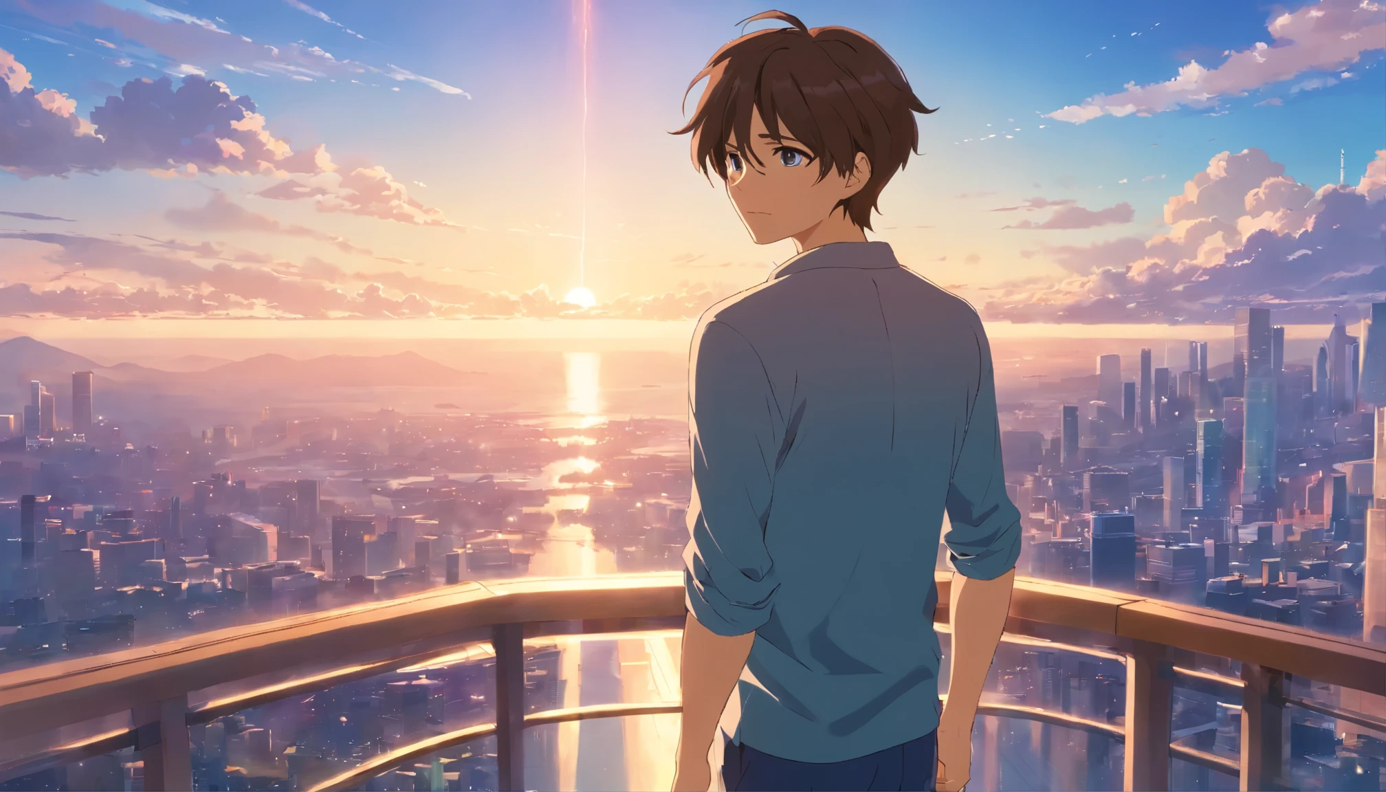 masterpiece、highest quality、Ultra-detailed、Man in his 30s、intellectual, Natural body, Fashionable clothes、Brown Hair、clear、altostratus