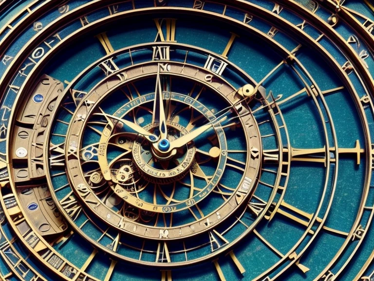 astronomical clock mechanism, celestial, solar system, extraordinary complex mechanics, ((plan large, interior view of the mechanism, multiples rouages complexes, engrenages complexes, very accurate, full details, ruby sapphire emerald color mix, mechanical calculator))