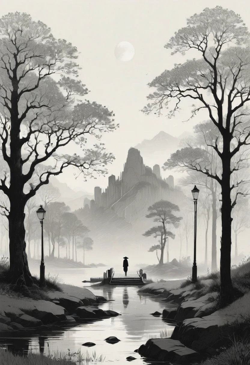 B&W, by Alessandro Gottardo, best quality, masterpiece, very aesthetic, perfect composition, intricate details, ultra-detailed
