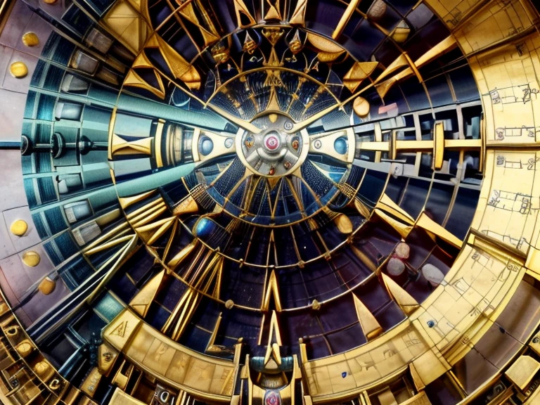 astronomical clock mechanism, celestial, solar system, extraordinary complex mechanics,  ((plan large, interior view of the mechanism, multiples rouages complexes, engrenages complexes, very accurate, full details, ruby sapphire emerald color mix, mechanical calculator)),  (((plan large, full, visible mechanism:1.8)))