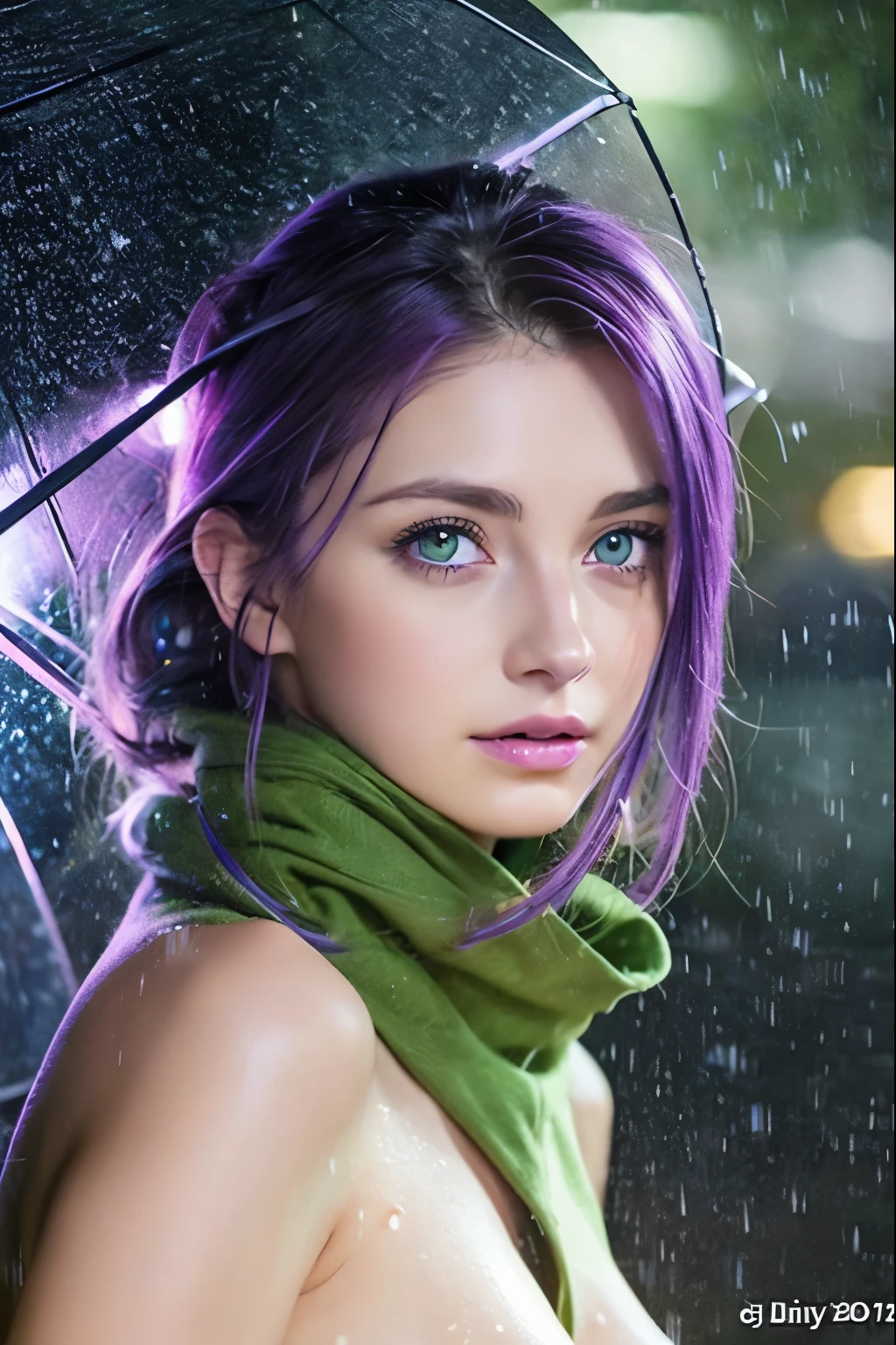 Accurate as a photo、heavy rain、heavy rain、Soaking wet、Soaking wet、french beauty、Safety、Tattoo、Purple Hair、Green Eyes、thunderstorm、Completely naked、Pussy、