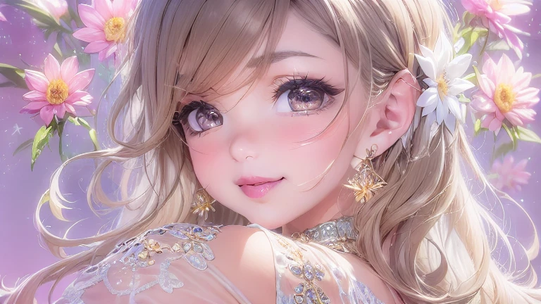 50 year old mature woman, Looking at the audience, Attractive breasts,Sensual curves、bubble、Full Body Shot,Nightgown, Charming smile, Thick lips, plump唇, blush, Looking at the audience, Provocative expression, Beautiful Hairstyles, Cleavage, plump、Curvy Hips、Attractive face、Mischievous face、Sexy Lingerie、An inviting gaze、Expressing emotions、colored feather, Money属装飾品, particle, Light, (masterpiece, highest quality, highest quality, Official Art, beautifully、aesthetic:1.2), (1 girl:1.3), Very detailed,(Fractal Art:1.1),(colorful:1.1)(flowerズ:1.3),Most detailed, (Dynamic pose), (Shiny skin), (Many colors :1.4), ,(Earrings:1.4), (feather:1.4),masterpiece, 30~40 years, Mr.々Hair style，Moneyのヘッドバンド，Tulle covers the chest，Perfect balance, Detailed details of the garment,marble，cinematicLighting, Film Grain, contrast of Light and dark,High detail,(((Gorgeous Accessories))))、Openwork decoration，(((See-through dress)))、(((Anatomically correct body))) ,1 girl, (High resolution), (8k), (Very detailed), Perfect Face, Beautiful eyes and face, (((highest quality))), (Very detailed), Detailed face and eyes, Beautiful Eyes,(((Sexy pose,Beautiful Eyes、Transparent double eyelids、(((Super gorgeous background)))、Bright Eyes,Money,diamond,gem,Body Chain,Luxury Accessories,beautifully、aesthetic,flower、(((Super gorgeous background)))、Bright Eyes