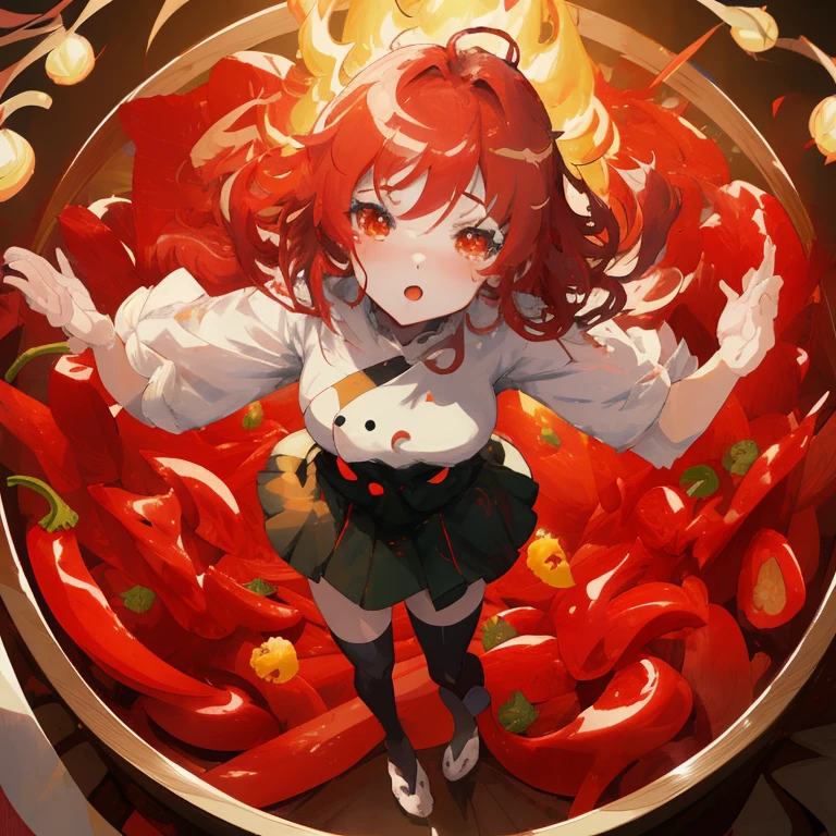 Anime girl in a bowl of peppers, paprika, anime food, best anime 4k konachan wallpaper, ❤🔥🍄🌪, zerochan art, Trending in ArtStation pixiv, Rin, kawacy, In pixiv, 4 k manga wallpaper, pixiv, Digital art at Pixiv, spicy, anime art wallpaper 4k