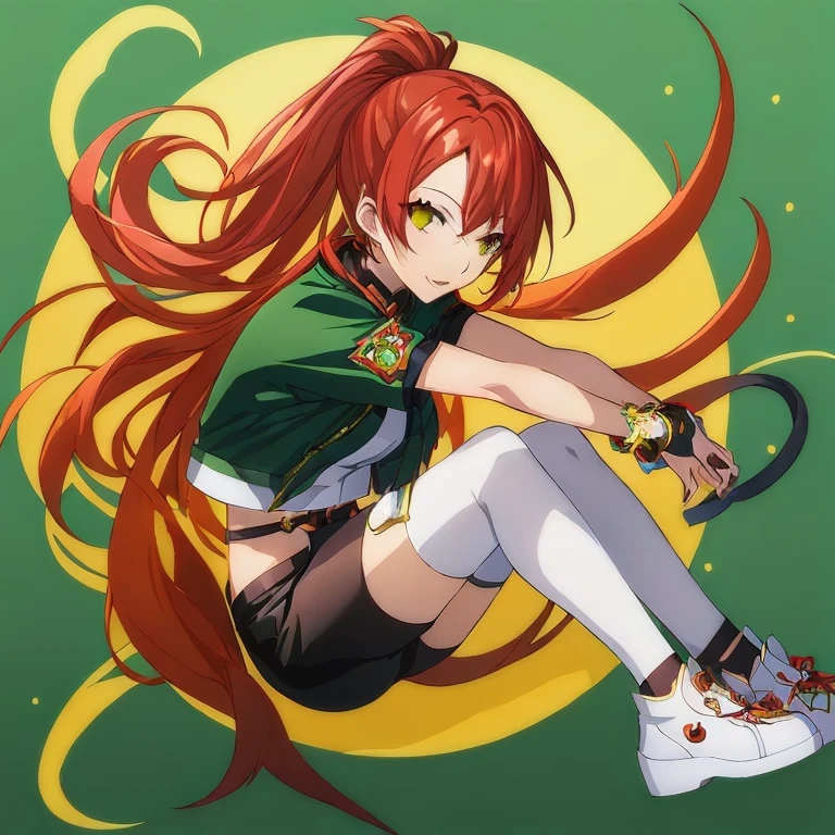 Anime girl with long red hair isolated on green background, Ayaka Genshin Impact, anya from spy x family, Rin, marin kitagawa fanart, demon slayer rui fanart, rogue anime girl, senna from league of legends, ayaka game genshin impact, made with anime painter studio, cushart krenz key art feminine, from girls frontline