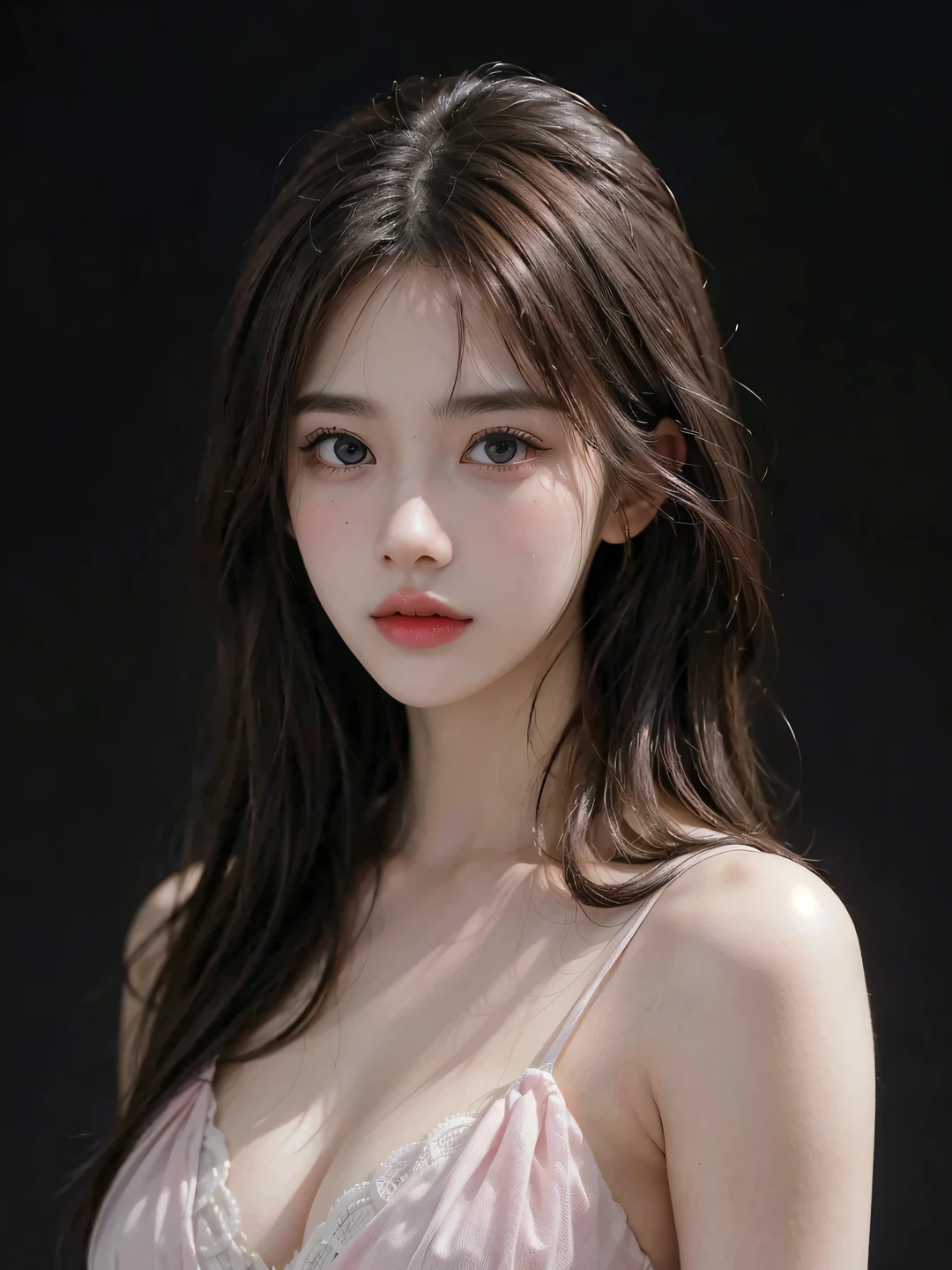 1girl, (looking at viewer:1.2), detail face, (a girl standing, rending on cgsociety, black shadows, streaming, club backdrop), romanticism, atmospheric, (RAW photo, best quality), (realistic, photo-realistic:1.3), masterpiece, an extremely delicate and beautiful, extremely detailed, D cup,Pink tulle deep V1.5