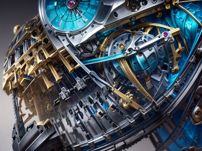 multiples rouages complexes, une centaine d’engrenages complexes, extraordinary complex mechanics, pistons, Chains, courroies ((interior view of the mechanism, very accurate, full details, ruby sapphire emerald color mix, mechanical calculator)), (((visible mechanism:1.8))), astrolabe, very large mechanism, multitude de détails