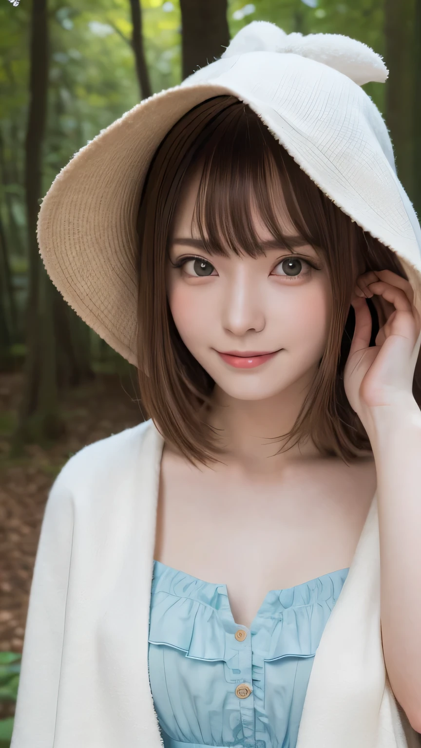 (8k,RAW Photos,high quality,masterpiece:1.2),
(Realistically, Photo Real:1.4),
Hide your face with sadness,huge shy smile
ta Costume,race,
Aerith Gainsborough,
outside, (outside,Fantasy Forest,Cape),
high quality,Adobe Lightroom, Highly detailed skin,
View your viewers,big eyes , face close up,
random cute pose