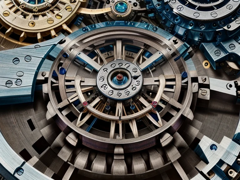 multiples rouages complexes, une centaine d’engrenages complexes, extraordinary complex mechanics, pistons, Chains, courroies ((interior view of the mechanism,  very accurate, full details, ruby sapphire emerald color mix, mechanical calculator)),  (((visible mechanism:1.8))), astrolabe, multitude de détails 
