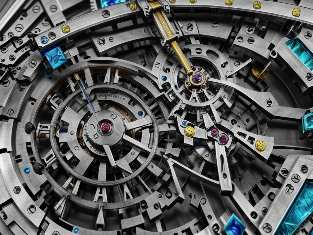 multiples rouages complexes, une centaine d’engrenages complexes, extraordinary complex mechanics, pistons, Chains, courroies ((interior view of the mechanism,  very accurate, full details, ruby sapphire emerald color mix, mechanical calculator)),  (((visible mechanism:1.8))), astrolabe, multitude de détails 