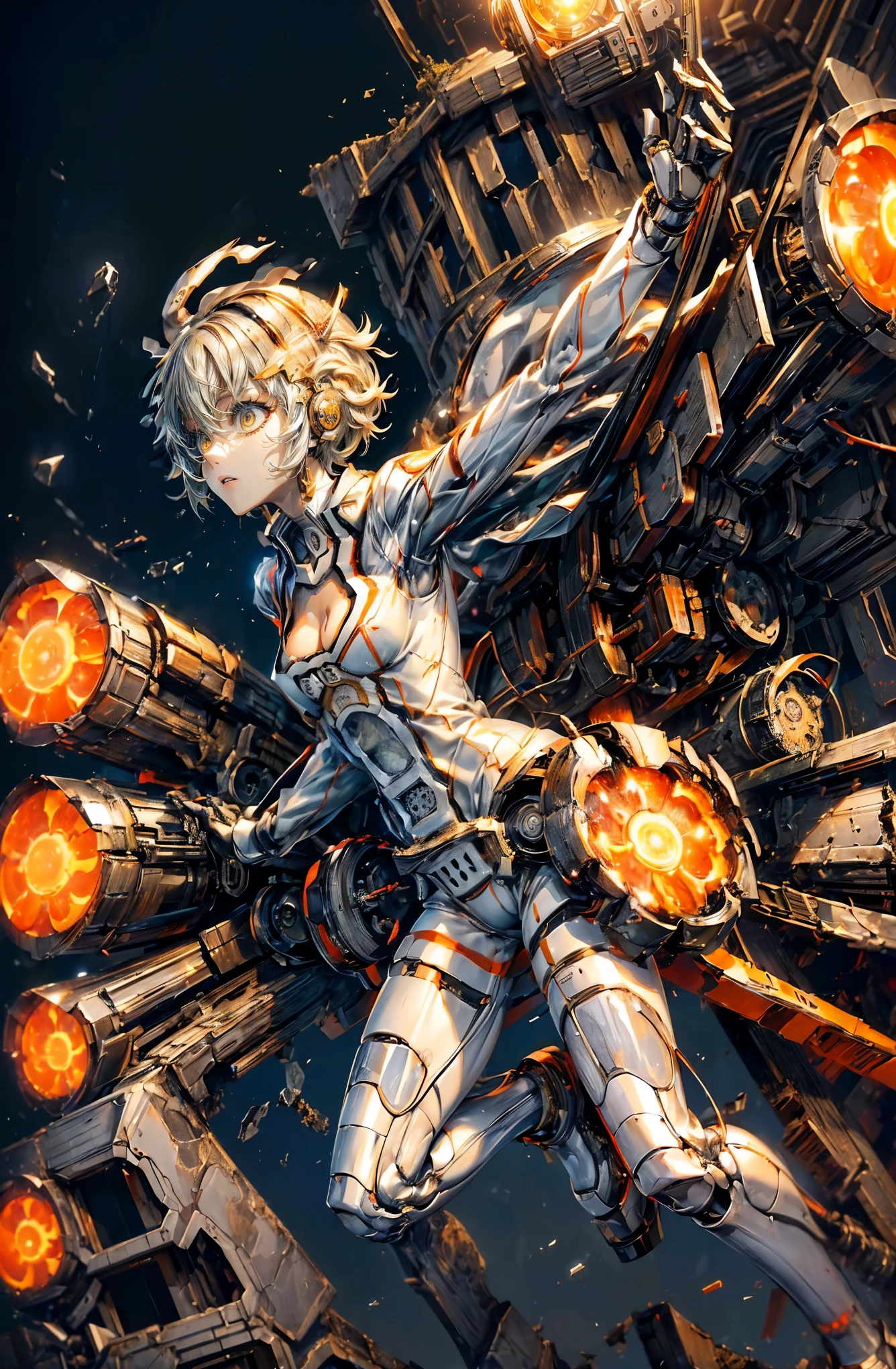 super high quality、8K quality、High resolution、Image quality captured with a single-lens reflex camera、(SFW)、Perfect Anatomy、(White dress theme)Beautiful Mecha Girl、Beautiful blonde 20 year old girl.Orange eyes、(Good shape、Normal chest、Cleavage)、3D, Realistic black machine parts、(Shoulders and legs are exposed:1.2)(Real Mechanical Unit、The mechanism is concentrated on the back)、break(Wear a red dress:1.4)(Mechanical parts below the elbows and knees:1.3)break、(Counterattack:1.5)(Perfect Anatomy:1.4)break(Back view、Recall、avert your eyes:1.3)、(Aurora)(Kasukabe City, Saitama Prefecture:1.5)