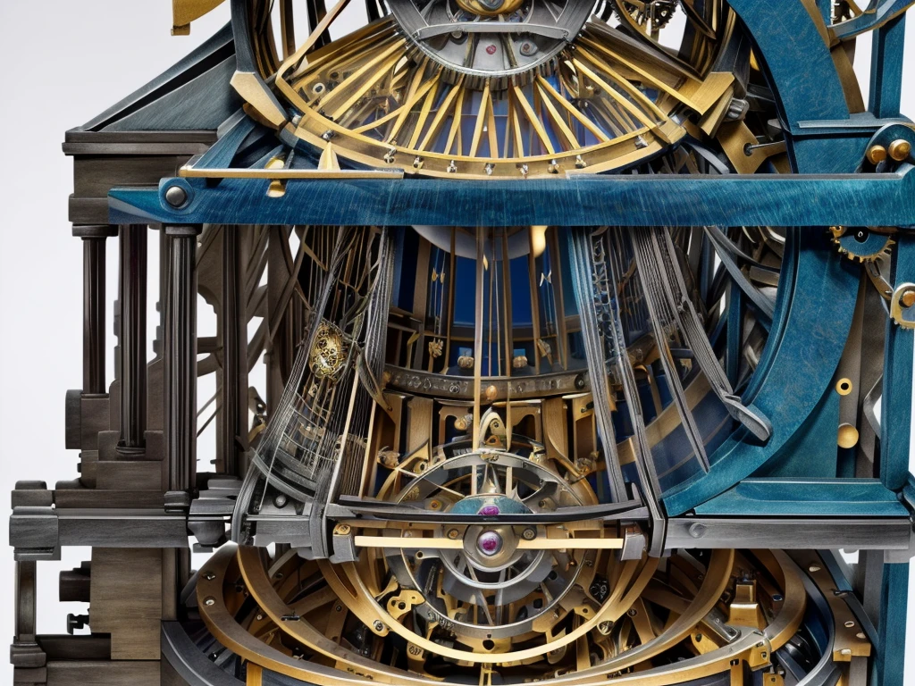 astronomical clock mechanism, celestial, solar system, extraordinary complex mechanics,  ((plan large, interior view of the mechanism, multiples rouages complexes, engrenages complexes, very accurate, full details, ruby sapphire emerald color mix, mechanical calculator)),  (((visible mechanism:1.8)))