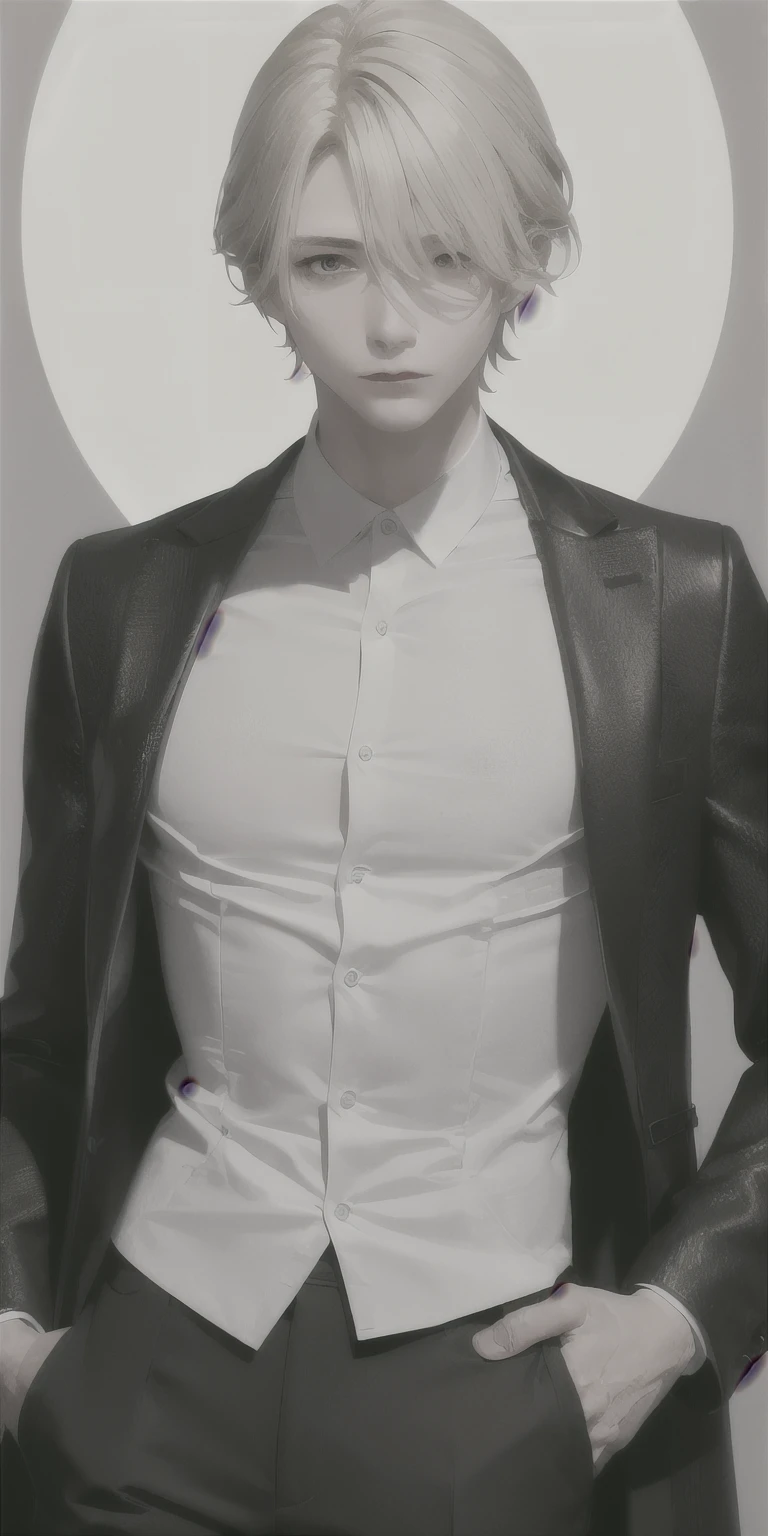 Best quality, homme, incube, 20 ans, malicieux, cheveux blanc, grand, beau, anime style