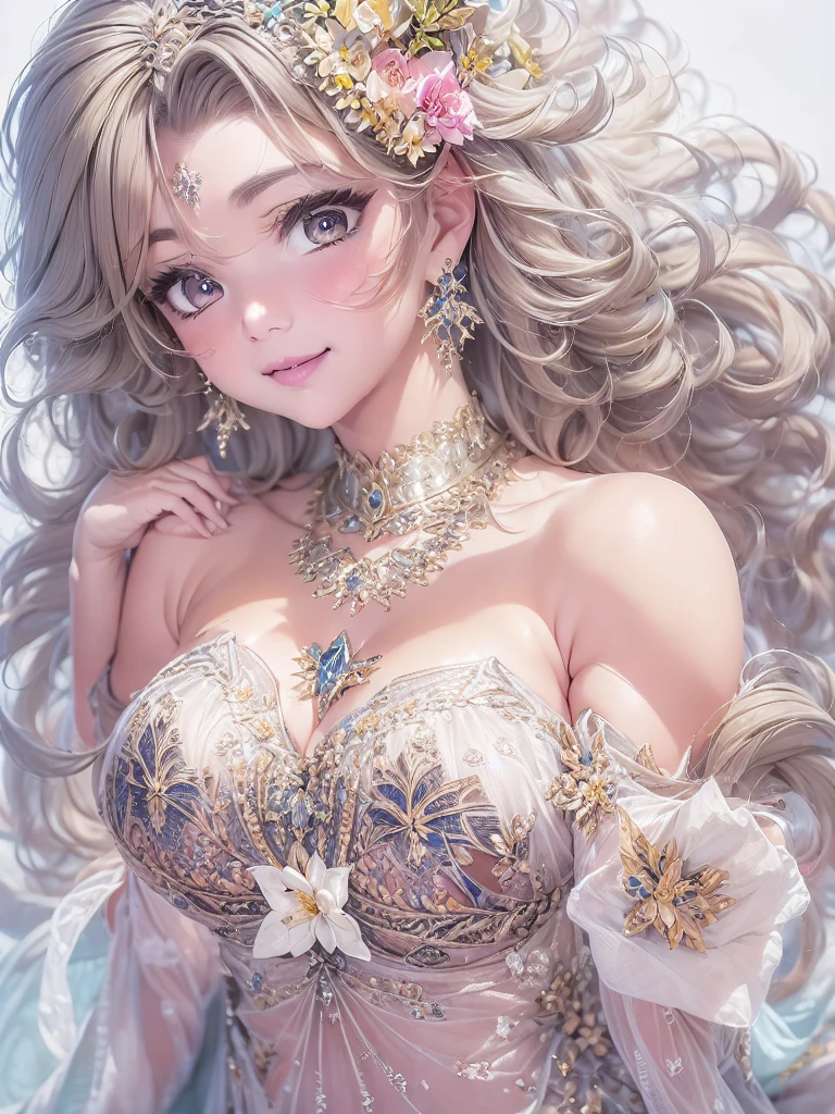 50 year old mature woman, Looking at the audience, Attractive breasts,Sensual curves、bubble、Full Body Shot,Nightgown, Charming smile, Thick lips, plump唇, blush, Looking at the audience, Provocative expression, Beautiful Hairstyles, Cleavage, plump、Curvy Hips、Attractive face、Mischievous face、Sexy Lingerie、An inviting gaze、Expressing emotions、colored feather, Money属装飾品, particle, Light, (masterpiece, highest quality, highest quality, Official Art, beautifully、aesthetic:1.2), (1 girl:1.3), Very detailed,(Fractal Art:1.1),(colorful:1.1)(flowerズ:1.3),Most detailed, (Dynamic pose), (Shiny skin), (Many colors :1.4), ,(Earrings:1.4), (feather:1.4),masterpiece, 30~40 years, Mr.々Hair style,Moneyのヘッドバンド,Tulle covers the chest,Perfect balance, Detailed details of the garment,marble,cinematicLighting, Film Grain, contrast of Light and dark,High detail,(((Gorgeous Accessories))))、Openwork decoration,(((See-through dress)))、(((Anatomically correct body))) ,1 girl, (High resolution), (8k), (Very detailed), Perfect Face, Beautiful eyes and face, (((highest quality))), (Very detailed), Detailed face and eyes, Beautiful Eyes,(((Sexy pose,Beautiful Eyes、Transparent double eyelids、(((Super gorgeous background)))、Bright Eyes,Money,diamond,gem,Body Chain,Luxury Accessories,beautifully、aesthetic,flower、(((Super gorgeous background)))、Bright Eyes