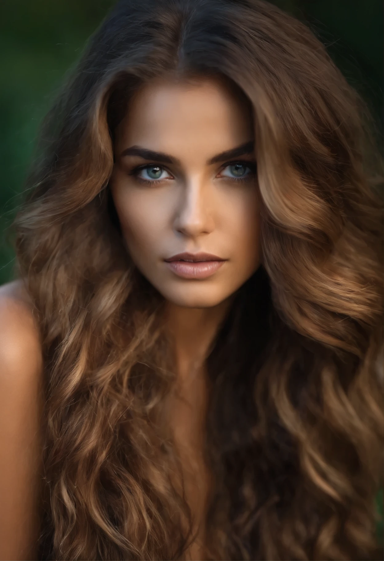 Mulher de olhos claros pele clarara cabelo escuro corpo perfeizo