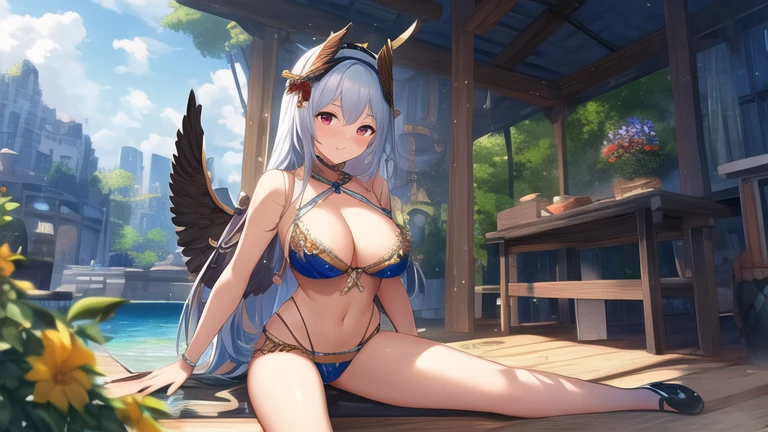 ((best quality)), ((masterpiece)), (detailed), Perfect body,,Valkyrie,whole body,Suspension,