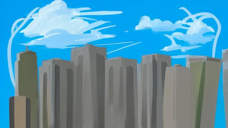 Gray high-rise buildings in the distance