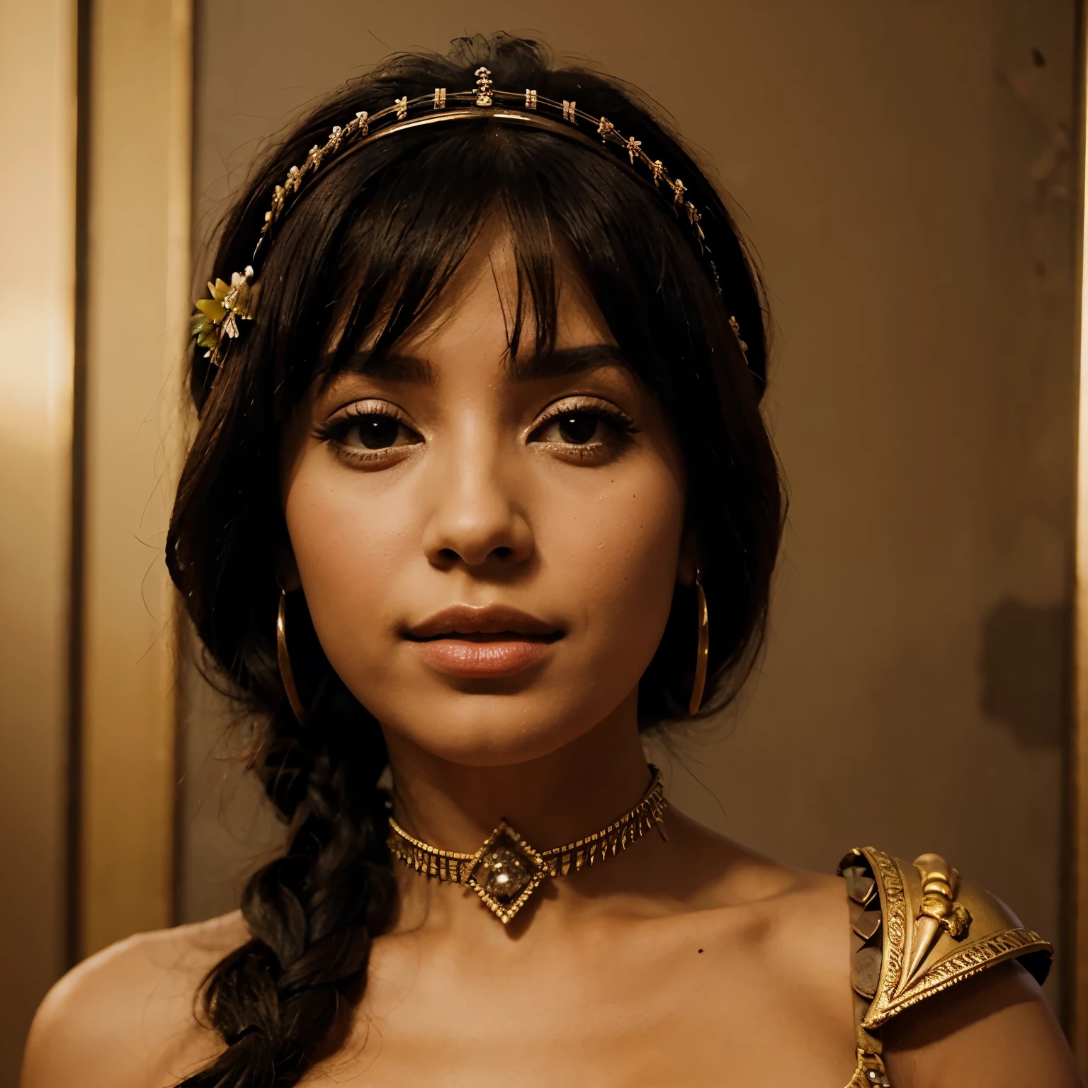 Cleopatra kisses flower and diamond