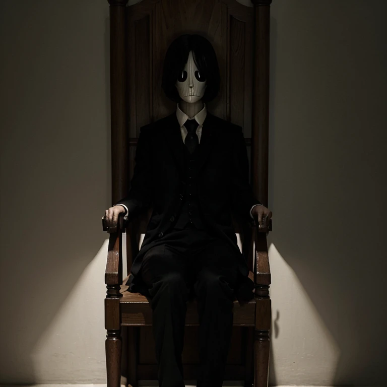 Crea una imagen de Slenderman en un trono