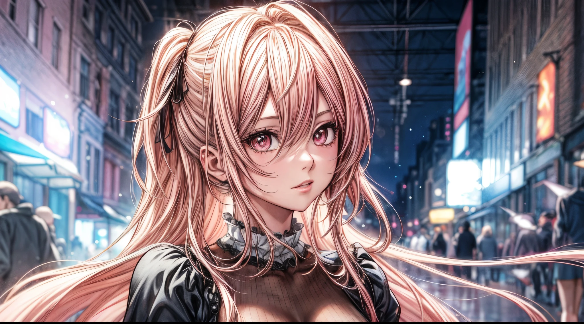 Chica anime con cabello rosado y ojos azules parada frente a un espejo., estilo anime 4k, arte de anime digital detallado, hermoso retrato animado, retrato detallado de chica anime, Cabello rosado y ojos cian., Fondo de pantalla de arte anime 4K, Fondo de pantalla de arte anime 4k, lindo retrato de chica anime, retrato chica anime, Fondo de pantalla animado 4K, lindo retrato de chica animes