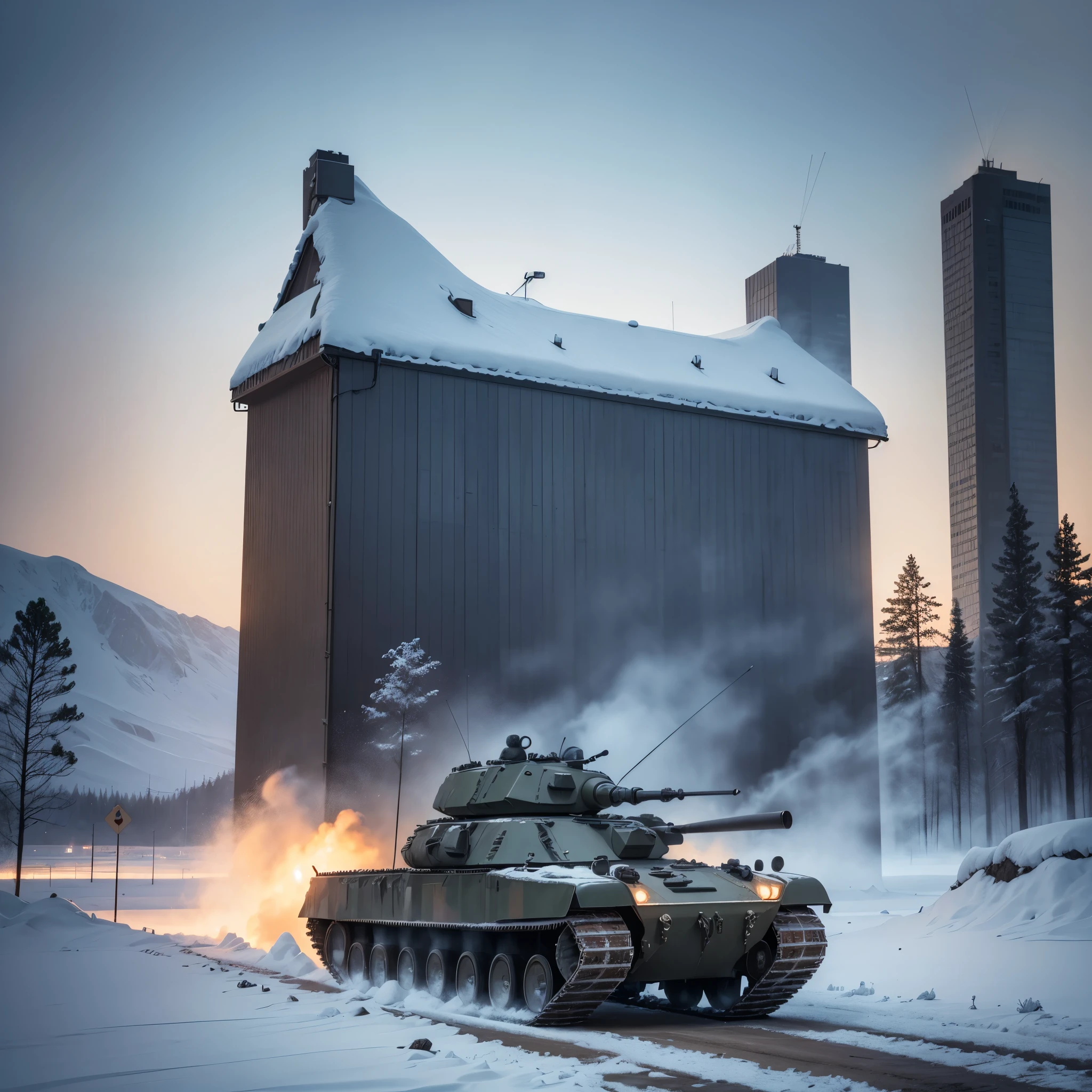 (best quality,4k,8k,highres,masterpiece:1.2),ultra-detailed,HDR,UHD,studio lighting,ultra-fine painting,sharp focus,physically-based rendering,extreme detail description,professional,vivid colors,bokeh,sculpture-like,icy blue hue,spotlight illumination,blurred background,[foggy], [snow-covered], [crisp air], [military vehicles], [helicopters flying], [guard towers], [satellite dishes],[snow-covered terrain],[command center],[military aircrafts], [icy winds], [audio signals],[stealth technology],[high-tech surveillance],[classified equipment],[mission briefing room],[aircraft hangar],[training grounds and obstacle courses], [strategic planning], [communication center],[explosions in the distance],[intense training exercises].