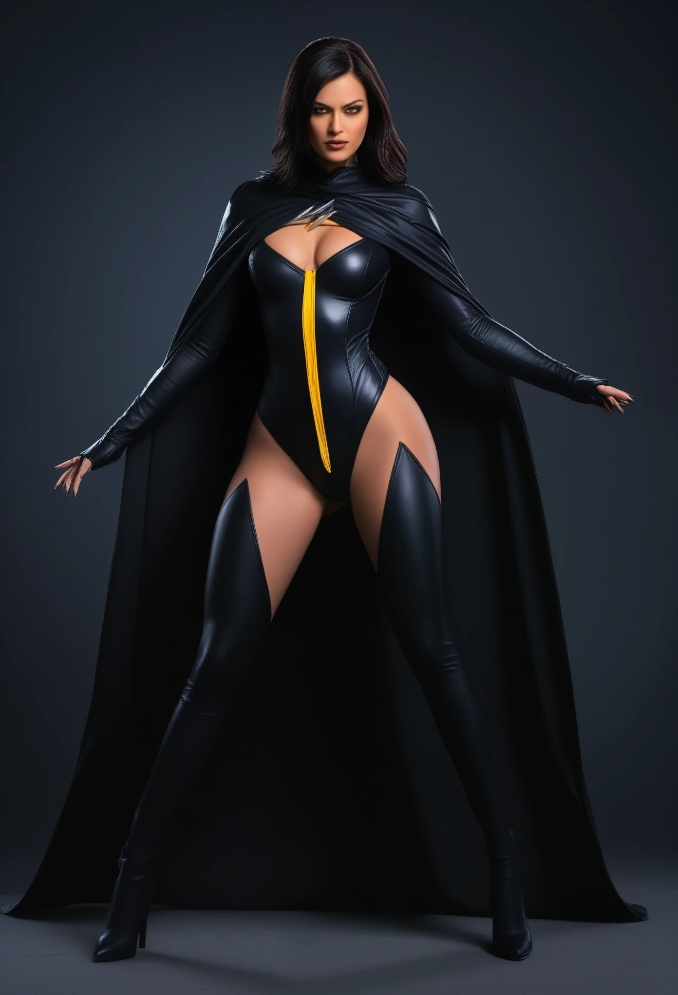 Talons, a villainess from DC Comics, is typically depicted with sharp talons and piercing yellow eyes. Her attire is often dark and menacing, reflecting her villainous nature. In some iterations, she sports a black leather bodysuit with a long, flowing cape. Other depictions show her in more revealing clothing, like a midriff top and shorts, that emphasize her agility and deadliness.
One common action associated with Talons is her use of her razor-sharp talons to slash and attack her enemies. Her fighting style is brutal and efficient, making her a formidable opponent.
