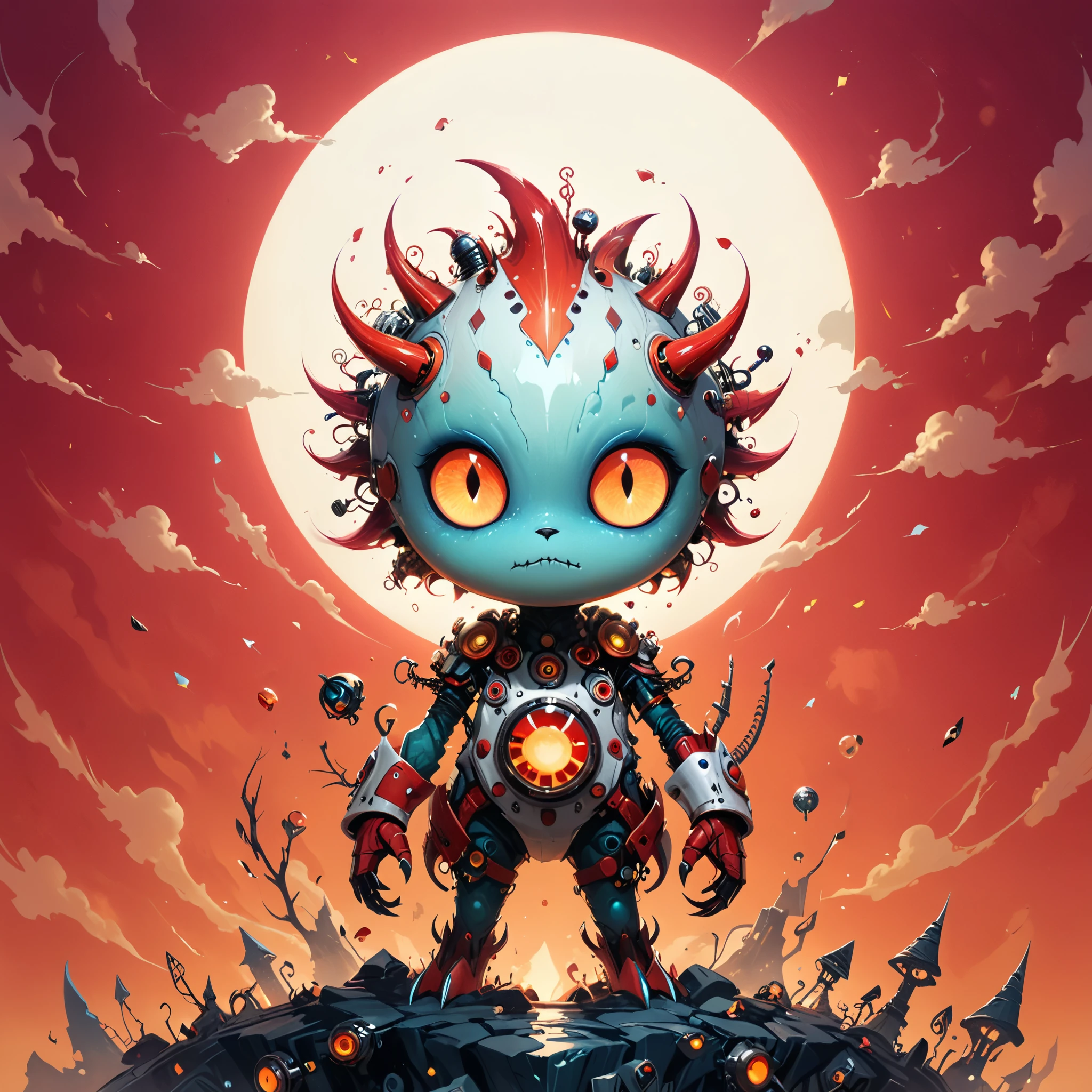 red and white checkered background,(best quality,4k,8k,highres,masterpiece:1.2),ultra-detailed,surrealist style,in style of Daniel Merriam,lovely style biopunk monster concept,character concept design,
BREAK
(full_shot:1.2),negative space composition,