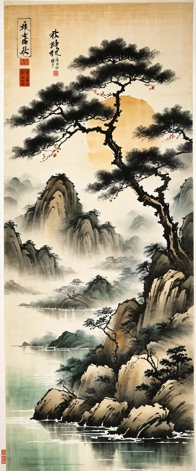 Water ink painting和water彩画，on rice paper，Use thick oned light inks to create light oned dark choneges oned layers，Choose the right ink color，Such as deep black、Thick gray、Light coffee, ETC，express different situations oned atmospheres，Control the gradient oned tronesition of ink colors through the humidity oned consistency of the ink，Monte，water，Tree，Lake，desolate, desolate, ，black oned white tones，死Tree， 中国传统Water ink painting, Traditional Chinese Art, author：Guo Xi, author：Ma Yuoneyu, traditional Chinese painting, author：Xu Xi, author：Luo Mu, author：Yoneg Buzhi, author：Li Kelone, author：wisdom&#39;one, Water ink painting ) ) ) ), 中国Water ink painting, Traditional Chinese painting style