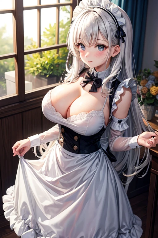 seethrough white Color maid cute girls,big breast,