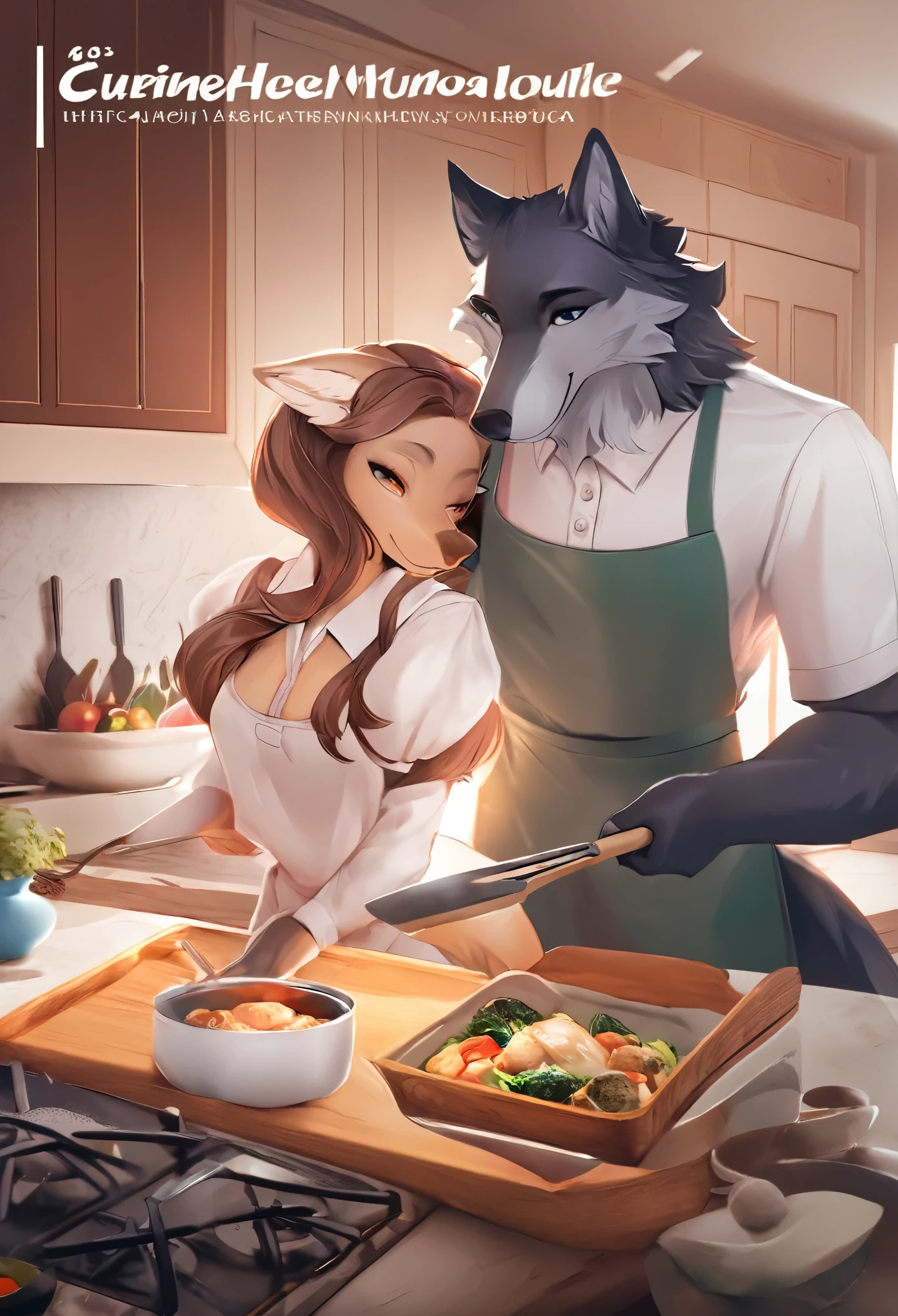 score_9,score_8_up,score_7_up, source_anime, kemono style, Natasha, an anthro furry wolf girl, long black hair, straight hair, red eyes, cute snout, black nose, all dark grey furry body, tall, medium breasts, black nipples, naked, in a kitchen, standing sex, she is getting fuxked from behind by faceless human male, human male is fucking her doggystyle, human male is cropped out