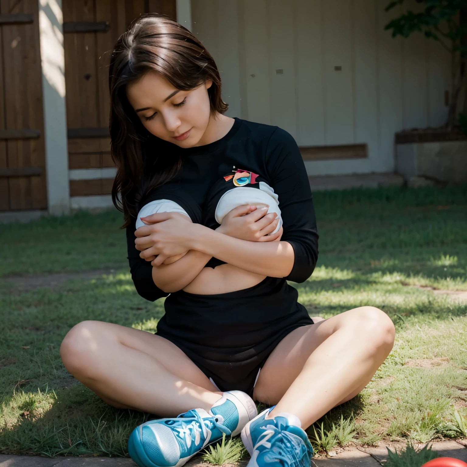 Cinderance pokemon sitting on s face smothering her